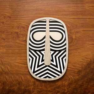 Bloom Wooden Wall Mask – African Tribal Wall Art | Modern Geometric Mask | Handmade Wooden Sculpture | Bold Boho Minimalist Home Decor