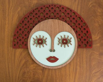 Queen of Diamonds African Mask, Wooden Wall Mask - Art Decor, Unique Intricate Design, Artistic Wall art , Gift Idea, Modern Art Piece