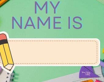 colorful school name tag