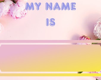 pretty pink floral name tag