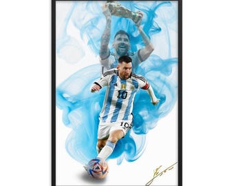 Messi Poster, Lionel Messi Art, World Cup Argentina, Soccer Wall Arts, Sports Kids Decor