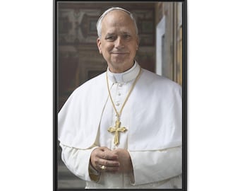 Art du pape Léon XIV, oeuvre de portrait du pape, décoration religieuse chrétienne, toile encadrée catholique