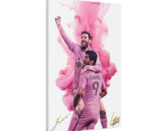 Messi-affisch, Inter Miami, Messi-dekoration, Suarez, fotbollsväggkonst, Man Cave-dekor