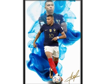 Mbappé-poster, Mbappé-konst, fotbollsväggkonst, man cave-dekor, sportbarndekor