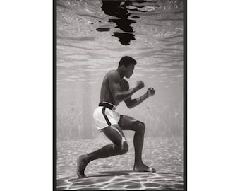 Arte de boxeo submarino de Muhammad Ali, póster deportivo vintage