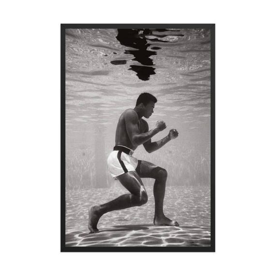 Muhammad Ali Underwater Boxing Art, Vintage Sports Poster