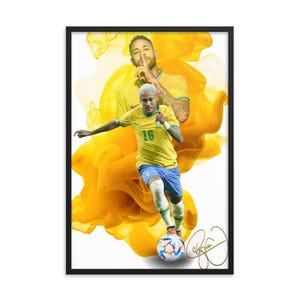 Neymar Brazil Poster - Canvas Print, Sports Framed Print, Soccer Poster, Kids Decor, Wall Decor, Man Cave Gift, Wrap, Neymar Brazil Soccer