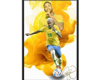 Neymar-poster, Brasilien fotboll, fotbollsväggkonst, Man Cave-dekor, sportbarndekor