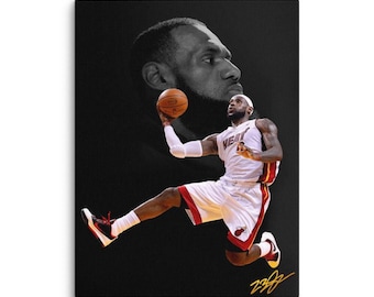 LeBron James Miami Heat Poster, Basketball Wall Art