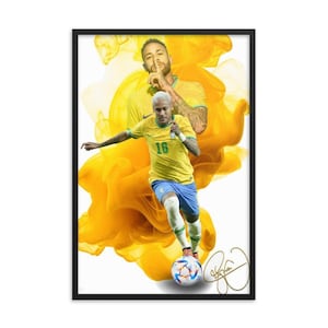 Neymar Brazil Poster - Canvas Print, Sports Framed Print, Soccer Poster, Kids Decor, Wall Decor, Man Cave Gift, Wrap, Neymar Brazil Soccer