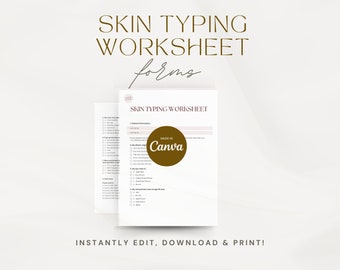Editable Skin Typing Worksheet Intake Questionnaire Form