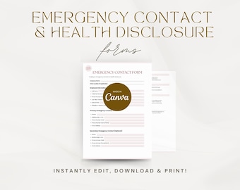 Edytowalny szablon formularza dla pracowników dotyczącego kontaktu w nagłych wypadkach i ujawniania informacji o stanie zdrowia