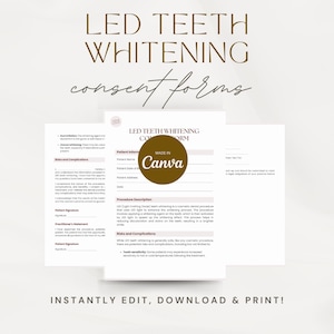 Formulario de consentimiento para blanqueamiento dental con LED editable