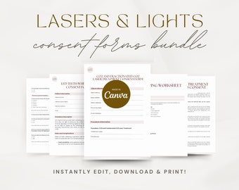 Edytowalne formularze zgody na usuwanie owłosienia laserem, laserem Pico, laserem CO2, IPL, terapię światłem czerwonym itp.