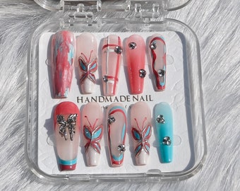 Reusable Colorful Painted Nails | Premium Press-on Nail Gel | Fake Nails | Cute and Fun Colored Gel Manicurist Artificial Nails