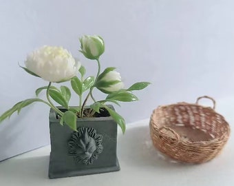 Miniature Peony Flowers Handmade Peony Flowers Miniature Plants Miniature Flowers 1:12 Handmade Clay