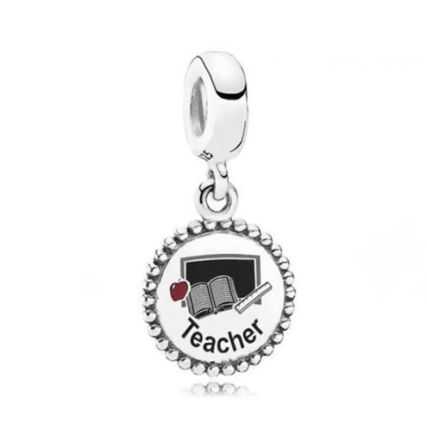 Authentic Pandora silver handmade Charm Pay tribute to the teacher