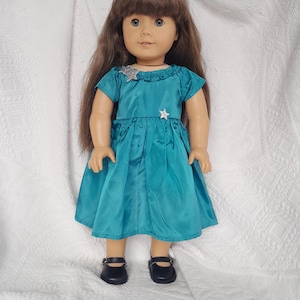 Teal Taffeta Star Party Dress for 18 Inch Dolls