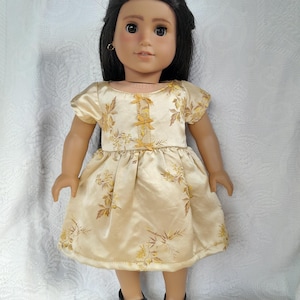 Gold Embroidered Silk/Satin Dress for 18 Inch Dolls