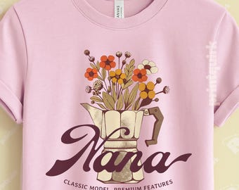 花柄ナナTシャツ：おばあちゃんへのカスタムギフト、母の日Tシャツ