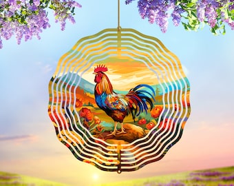Rooster Wind Spinner Sublimation Design Chicken Rooster PNG Sublimation Template for Wind Spinner, Digital Download, DIY Crafts