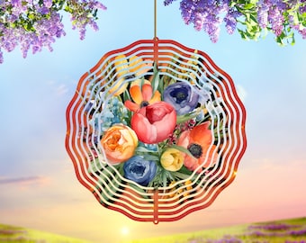 Blommor vindspinnar sublimeringsdesign vårrosor blomma PNG sublimeringsmall för vindspinnar, digital nedladdning, gör-det-själv-pyssel