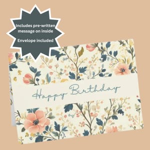 Blumengrußkarten-Set, alles Gute zum Geburtstagkarten mit vorgeschriebener Nachricht, Grußkarten, Briefpapier für besondere Anlässe, Geburtstagswunschpaket