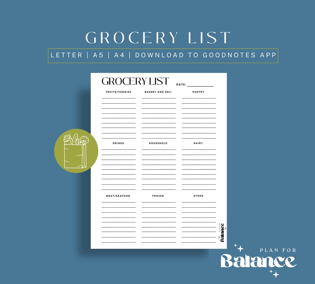 Grocery List Printable, Grocery Planner Printable, Undated Grocery ...