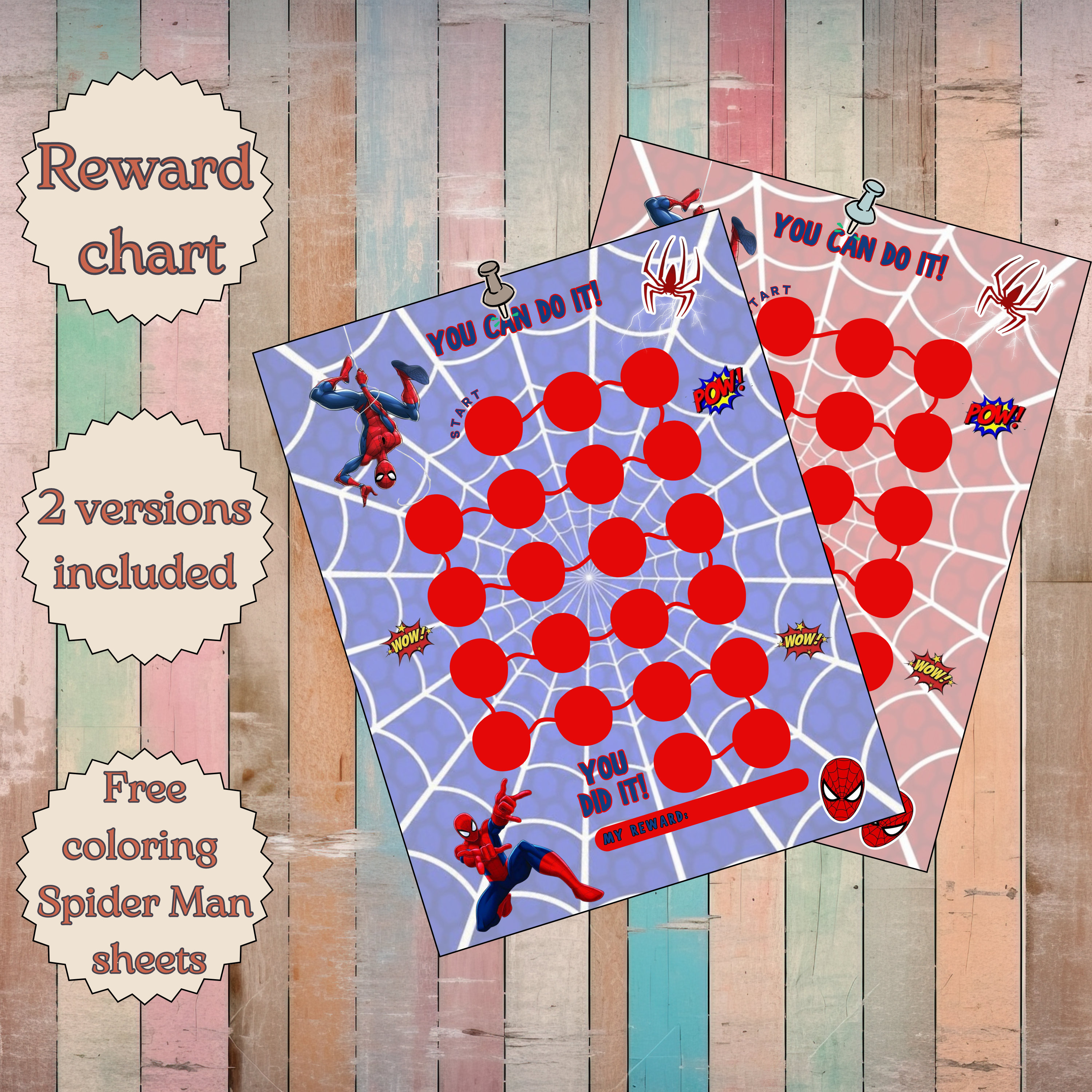 Spider Man Chart Printable Bluey Kids Behavior Chart Instant Download Sticker Chart Toddler Chore Chart  Potty Training Chart  Motivation