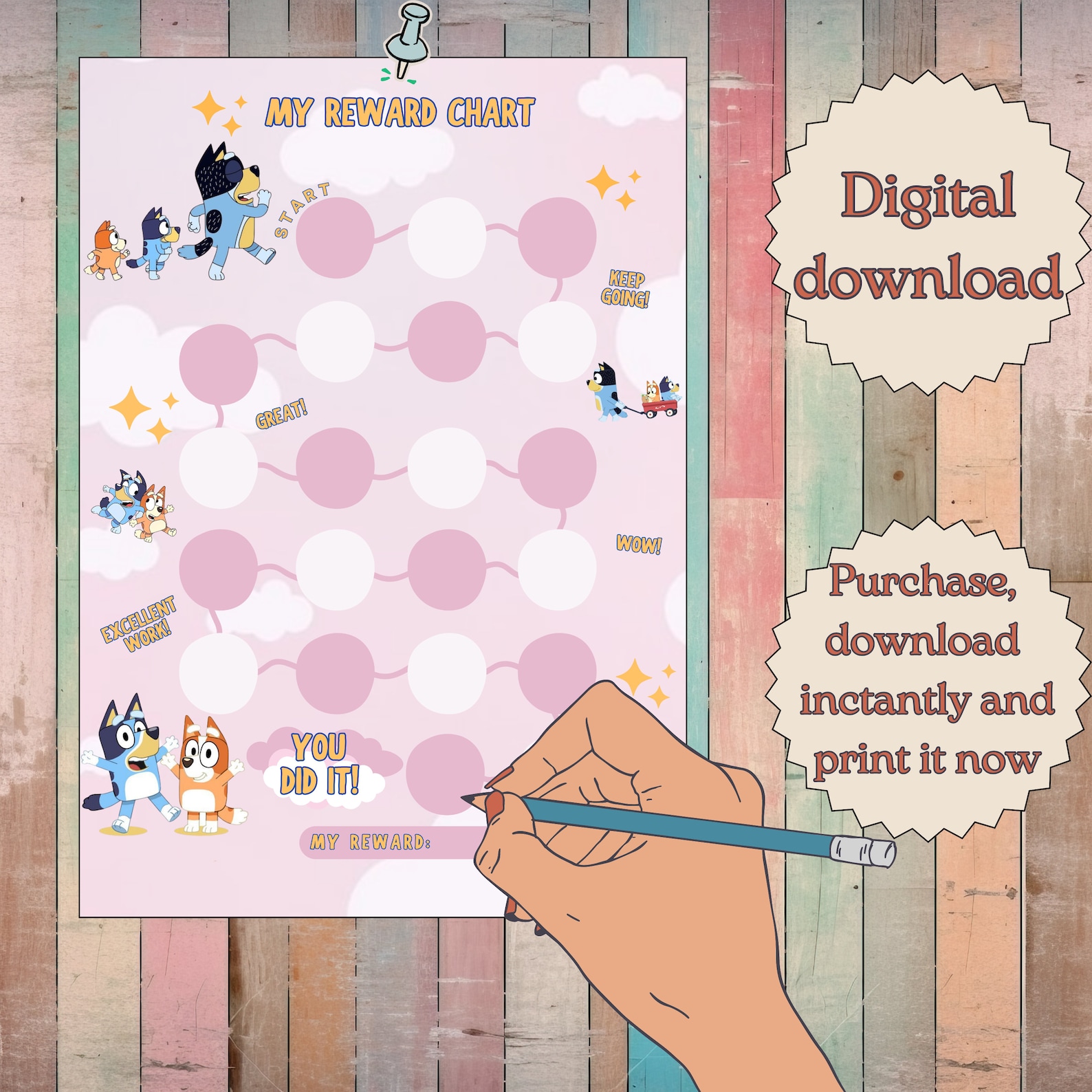 Bluey Potty Chart Printable Bluey Kids Behavior Chart Instant Download ...