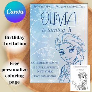 Frozen Birthday Party Winter wonderland parties Editable Ice Princess Birthday Invitation Template Digital Birthday Party Invite for Girls