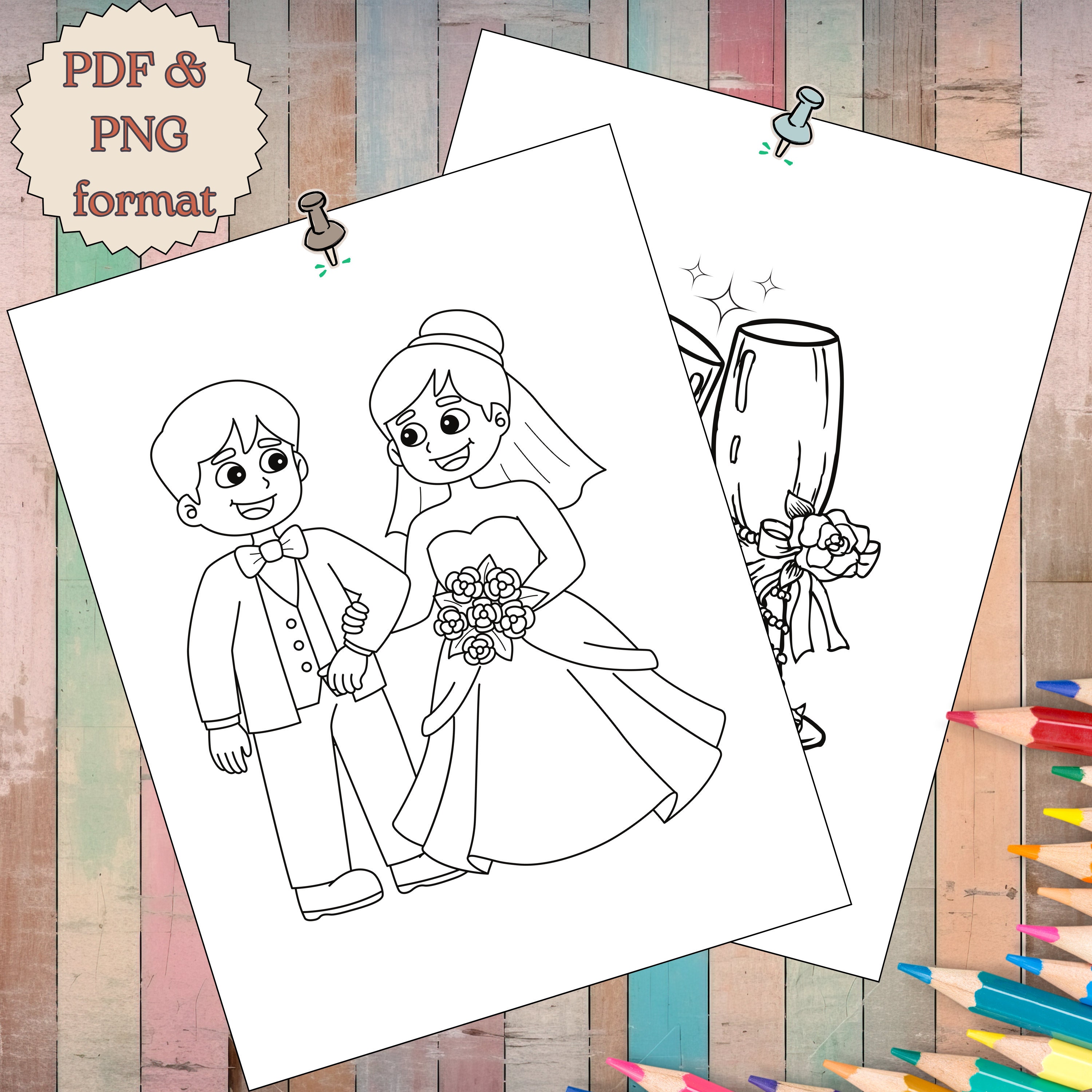 Wedding Coloring Pages Instant Download Coloring Pages for Kids ...