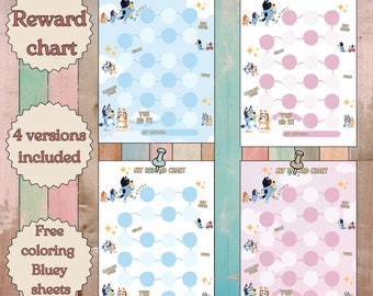 Bluey Potty Chart imprimible Bluey Kids Comportamiento Gráfico Descarga instantánea Gráfico de pegatinas Gráfico de tareas para niños pequeños Gráfico de entrenamiento para ir al baño Motivación