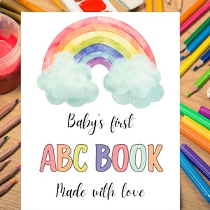 ABC Book Baby Shower Activity ABC Baby shower coloring book Baby's First ABC Book Alphabet Coloring Book Baby Shower Activity Keepsake