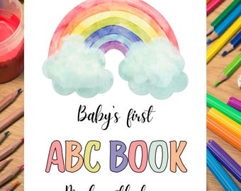 ABC Book Baby Shower Activity ABC Baby shower coloring book Baby's First ABC Book Alphabet Coloring Book Baby Shower Activity Keepsake