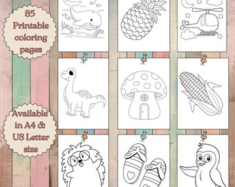 85 Druckbare Malseiten für Kinder Malbuch Vorschule Kindergarten Homeschool druckbare Kleinkinder Vorschulkinder Malseite