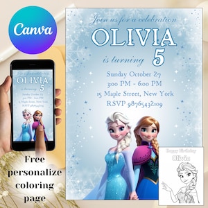Editable Frozen Birthday Invitation Template Frozen Birthday Invite Elsa Party Invitation Frozen Editable Birthday Invitation Elsa Anna