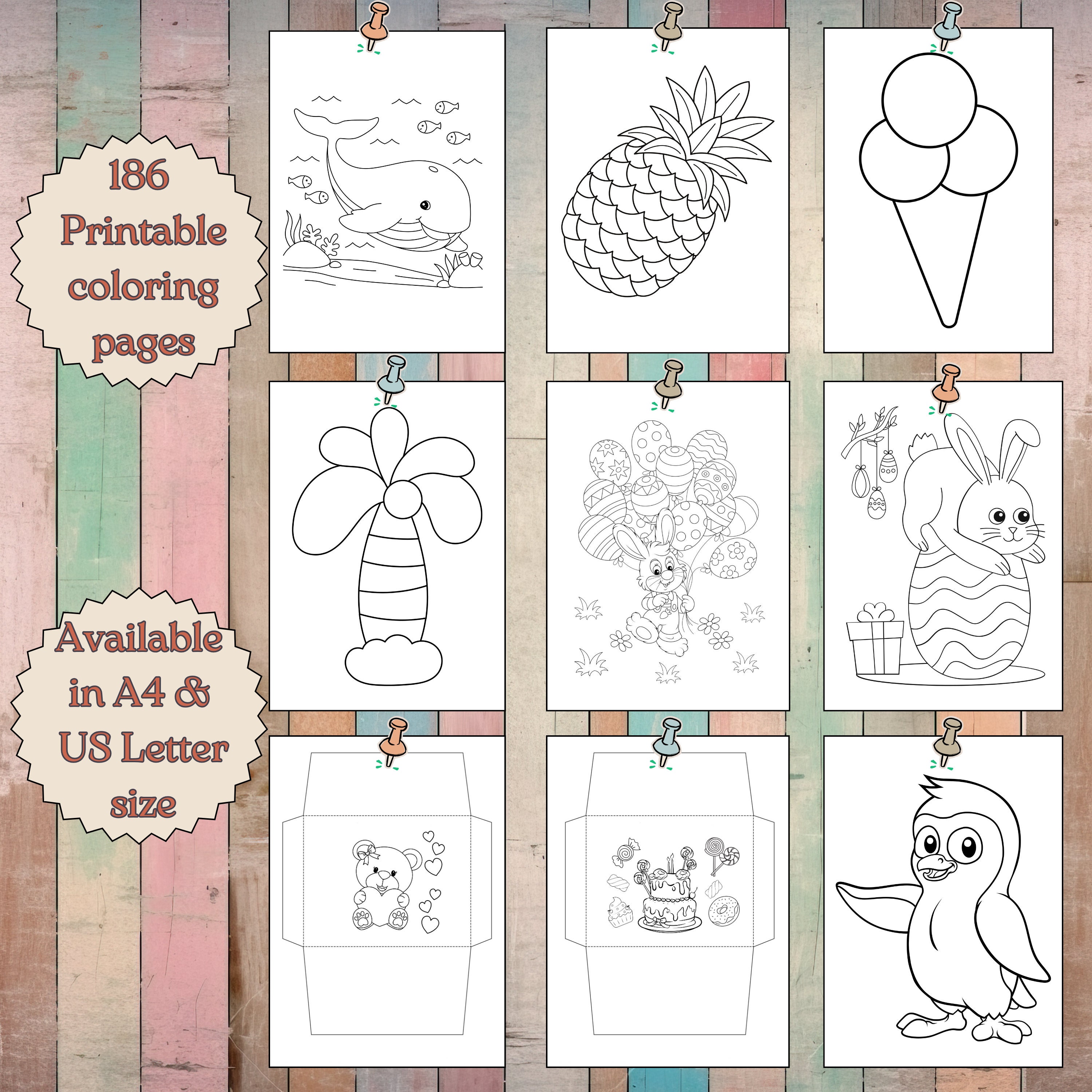 Bundle 186 Printable Coloring Pages for Kids Coloring Book Preschool ...