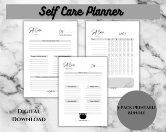 Minimalistische Witchy zelfzorgplanner, zelfverbetering geestelijke gezondheidsplanner, afdrukbare planner