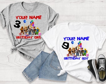 Chemise d'anniversaire Roblox personnalisée, chemise Gamer, cadeau pour enfant, anniversaire jeu vidéo, t-shirt Roblox, cadeau pour amateur de jeu, anniversaire jeu vidéo assorti