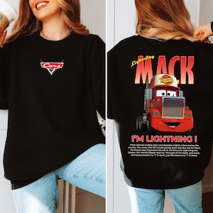 Maglietta camion Mack retrò bifacciale, magliette Pixar McQueen Cars, maglietta coppia Disney Cars, maglietta abbinata famiglia, maglietta compleanno bambino Cars
