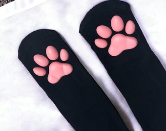 Cat Paw Thigh High Socks | Cute Tights, 3D Kitten Claw Stockings, Kitty Cat Roleplay, Dog Petplay for Girls Women, Animal Accessory Cosplay