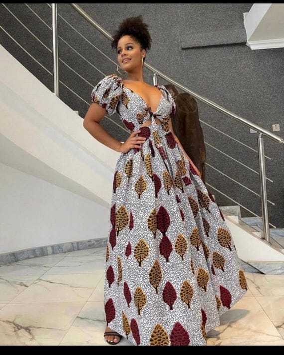 casual african maxi dresses Maxi Summer Dress With Pockets White Black African Ankara Print Spaghetti Strap Open Back Long Formal Casual Modern Minimalist Dress