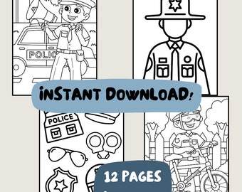 Kids Cops Coloring Pages, Police coloring pages, cop coloring book, kids coloring book, instant download coloring pages, hero coloring pages