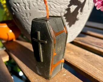 Vela de cera de abelha de caixão | Decoração de Halloween