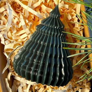 Vela de árvore de Natal com nervuras, vela de Natal, árvore de neve, vela verde floresta, velas exclusivas para presente de Natal