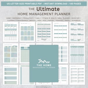 Printable Household Management Binder, Household Budget Template, Life Organizer PDF, Home Management, Medical Binder, Cleaning Checklist