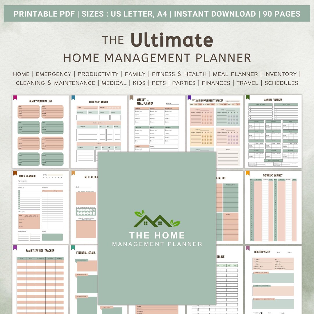 Household Planner, Printable Household Management Binder, Budget ...