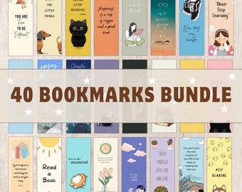 Aesthetic Bookmarks Bundle and Reading Log Tracker, Gift for Book Lover, Book Mark Sublimation Designs Bundle, Bookmark PNG, Cute Bookmarks