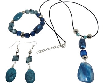 Kindness in Blue: Hypoallergenic Beaded Jewelry Set, Gifts For Birthdays, Weddings, For Women